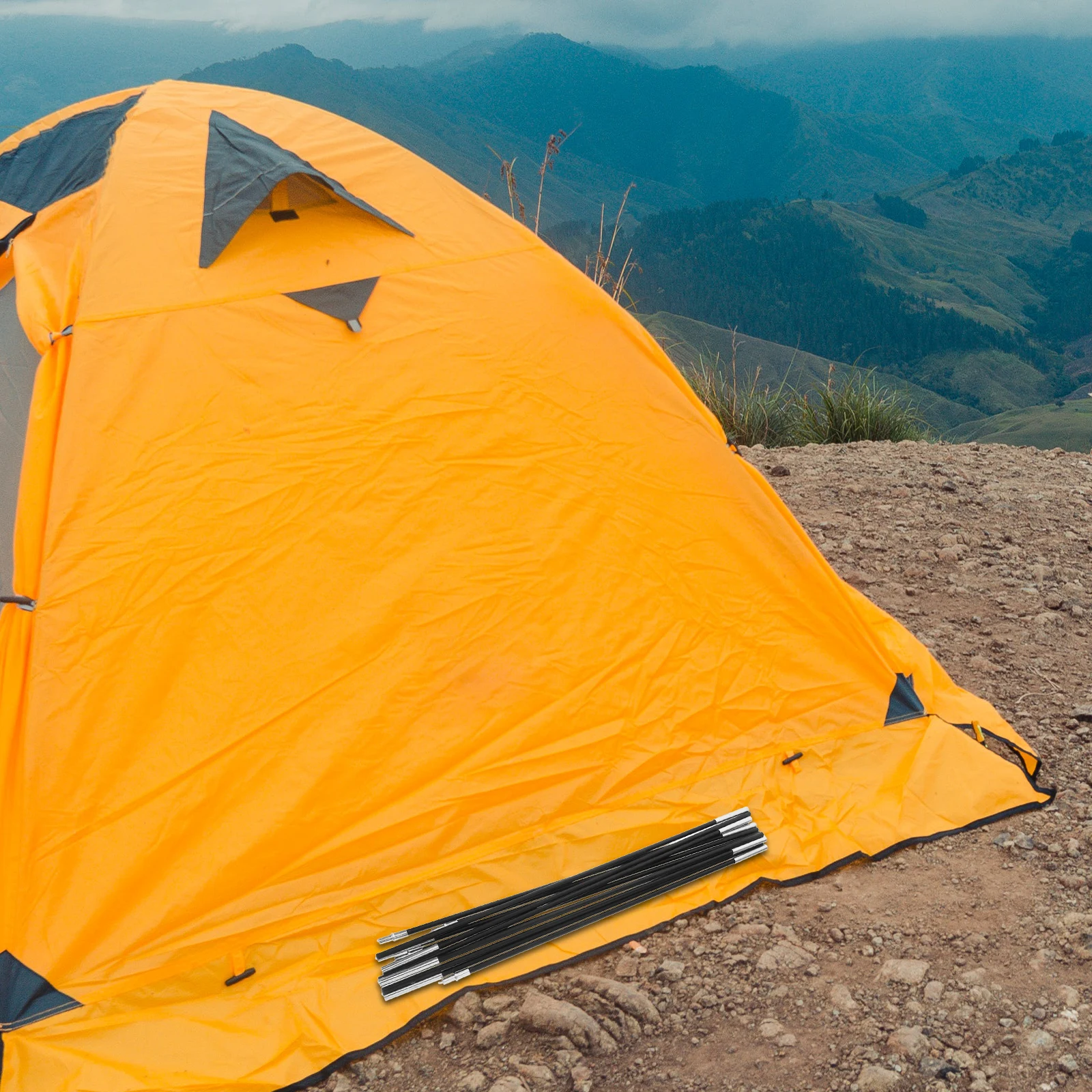 

2pcs Tent Poles Camping Kit Lightweight Fiberglass Rods Replacement for Tarpaulin Travel Storage Easy Transportation Hiking