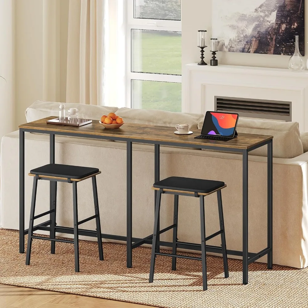 63" Long Bar Table, Counter Bar Height Table, High Top Table, Rectangular Bar Pub, for Kitchen, Living Room, Dining Room, Entryw