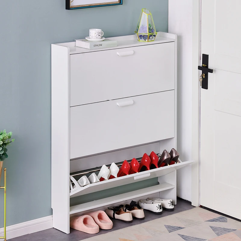 Ultra thin shoe cabinet household door economy simple modern storage cabinet narrow large capacity flip bucket small shoe rack