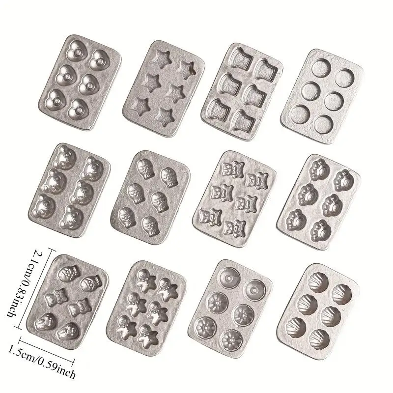 10 adorable YQT cookie baking trays for miniature food games, dollhouse sets, imaginative toys, trinkets, and DIY resin crafts. view 2