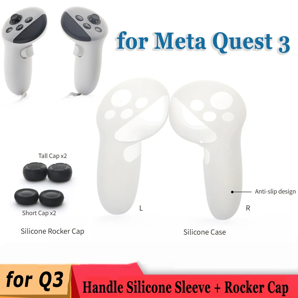 2PCS Handle Silicone Protective Cover Scratch Resistant for Meta Quest3 Handle Grip Silicone Cover Joystick Cap Game Accessories