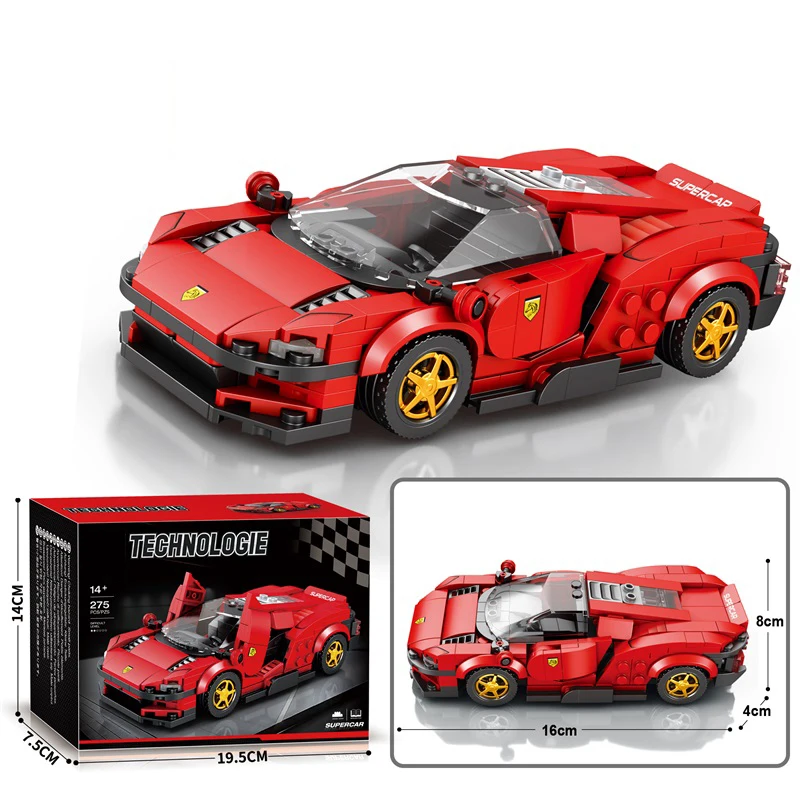Auto sportiva Building Blocks Città Velocità Veicolo Modello di auto Ornamenti da tavolo Assemblaggio fai da te Mattoni Giocattoli Regali di festa per i bambini