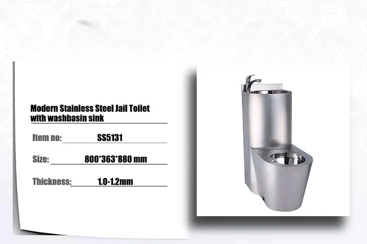 

exquisite craftsmanship Modern stainless steel prison toilet toilet with washbasin sink