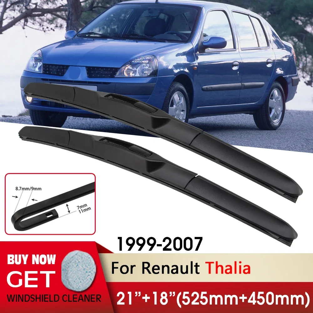 

Car Wiper Front Wiper Blade 21"+18" For Renault Thalia 1999-2007 Fit U Hook Arm Windshield Windscreen Front Window