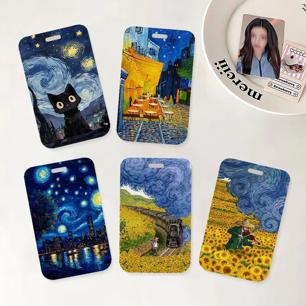 

Держатель для удостоверений личности V-Vans G-Gogh Art с ремешком на шею для офиса, школы, для хранения идентификационных карт и удостоверений