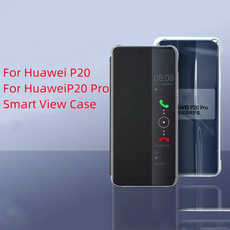 Funda de teléfono con tapa de cuero Original Smart View para Huawei P20 Auto Sleep Wake Up Slim para P20 Fundas con caja