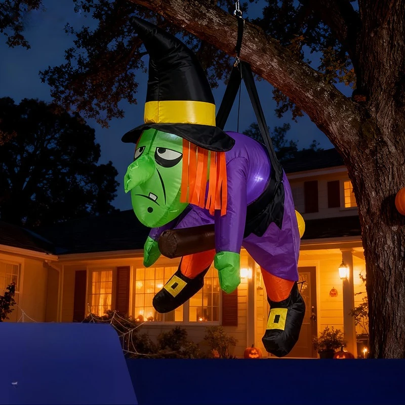 

1.2 Meters Halloween Inflatable Witch Pendant Air Mold LED Light Window Hanging American Garden Party Ornament