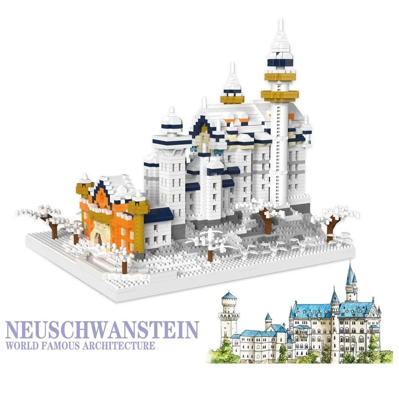 

4016pcs Mini Blocks Neuschwanstein YZ Building Toys Snowing Swan Stone Castle World Building Bricks for Adults Gift Girl Present