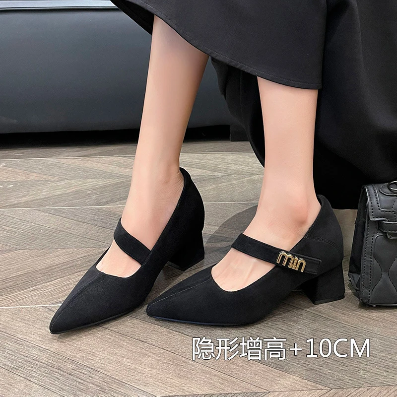 

2026New French-style women's shoes, ultra-high heel pointed toe pumps, women's chunky heel pumps
