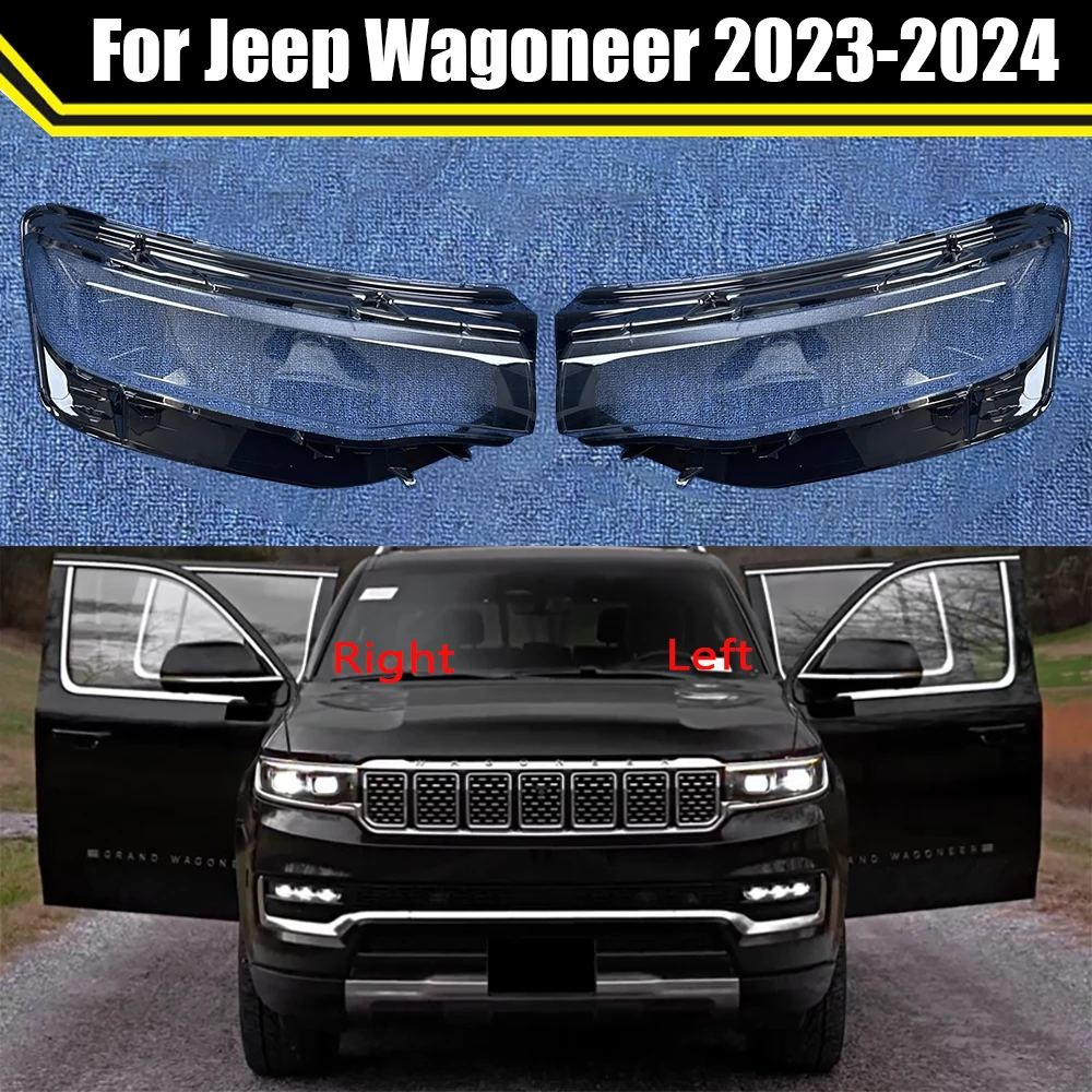 Auto Head Light Caps For Jeep Wagoneer 2023 2024 Car Headlight Cover Lampcover Lampshade Lamp Clear Lens Case Headlamp Shell