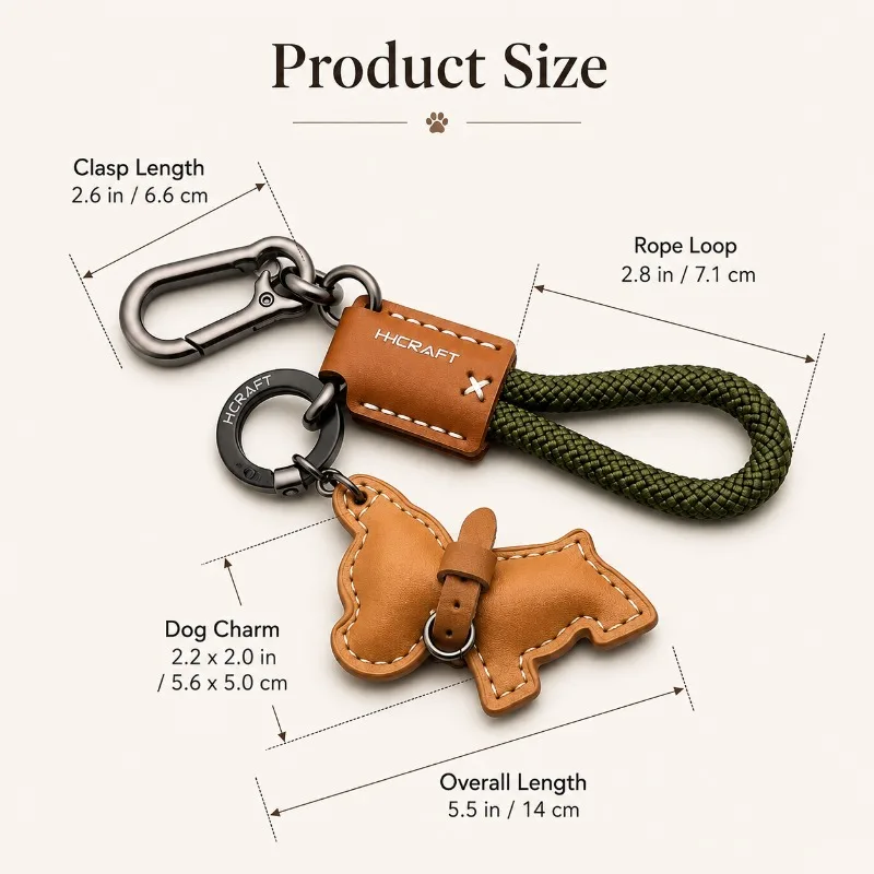 Leather French Bulldog Keychain Cute Dog Charm Braided Rope Key Ring Car Key Holder Purse Bag Pendant Fashion Gift for Women