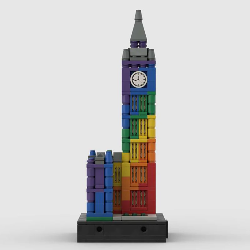 MOC Building Blocks Colorful Big Ben Model Technology Bricks London Landmark DIY Street View Assembled Architecture Toys Gifts