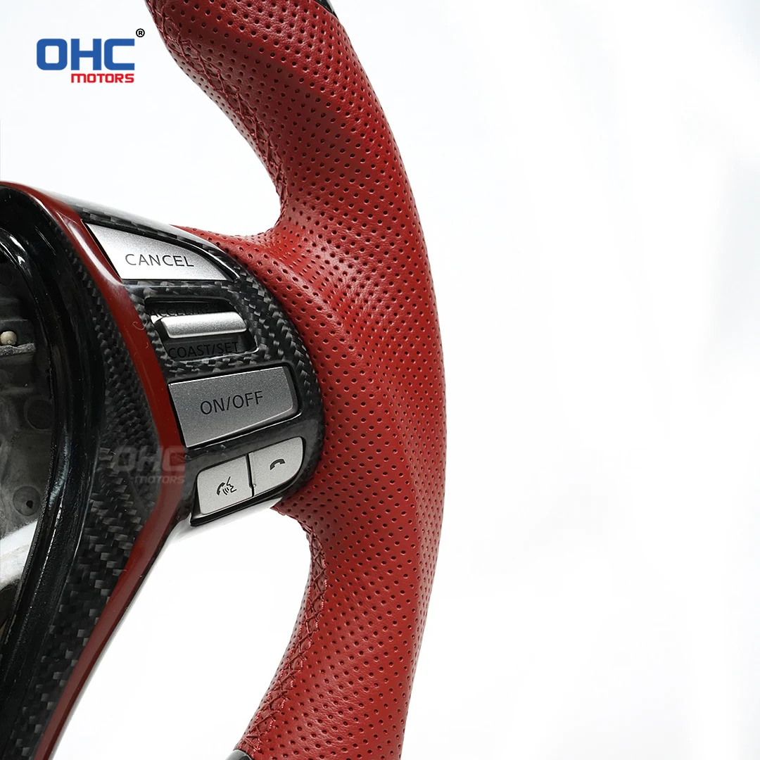 OHC Motors مخصص 100% ألياف الكربون الحقيقية تضيء LED عجلة قيادة السباق متوافقة مع نيسان ألتيما 2013-2018 روج