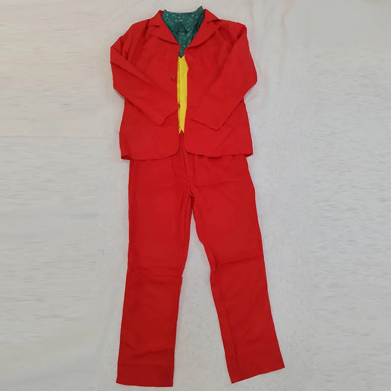 Men 4Pcs Colorful Stage Performance Suit Set Red Blazer Yellow Vest Printed Green Shirt Red Pants Halloween Carnival Party Fancy view 2