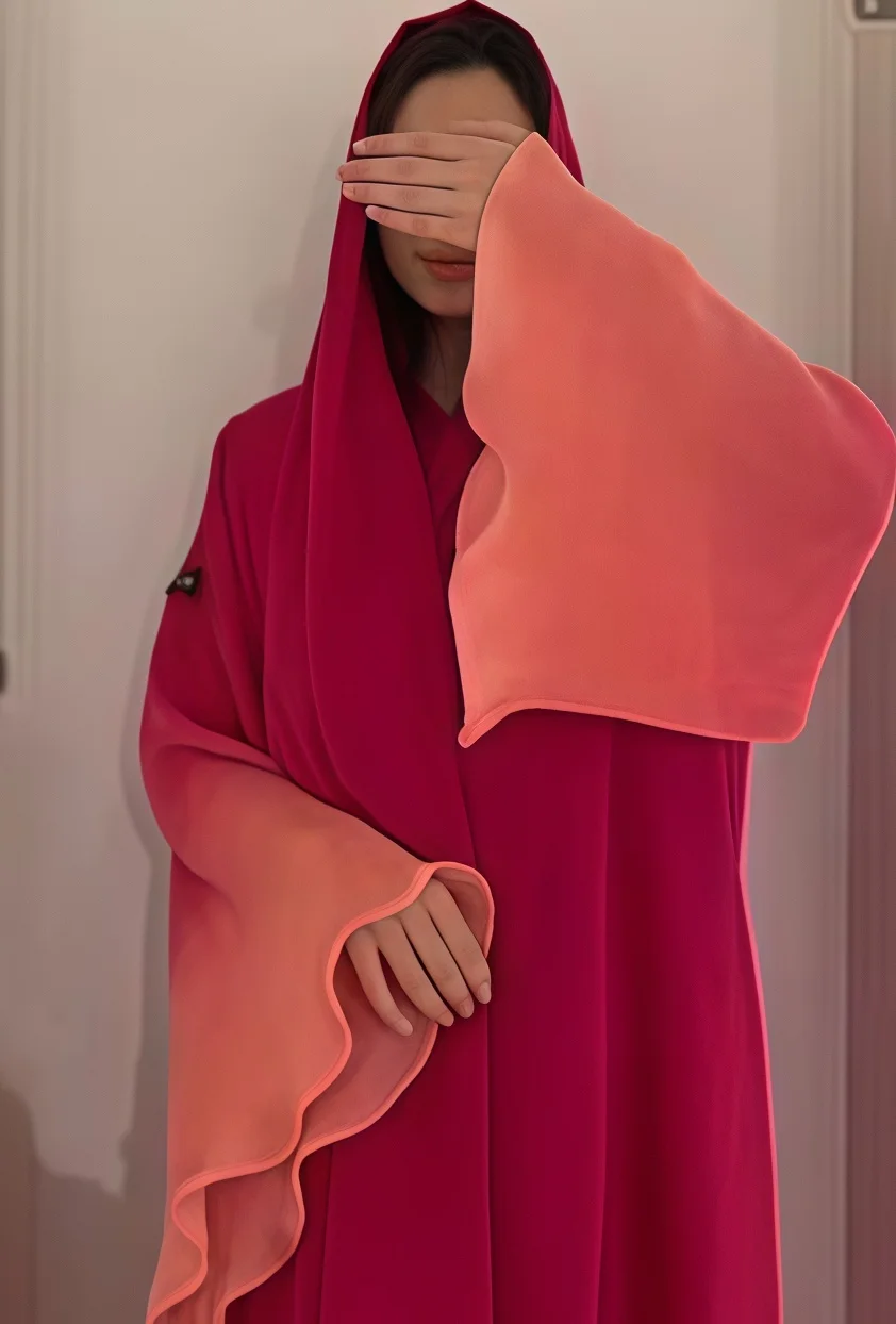 Faltbare Damen-Plissee-Abaya mit Schal – Olivgrüne Wellenmanschette, Bescheidenes Kleid-Set im Nahost-Stil, Neuheit 2025 – Modische Kleidung – Detail 10