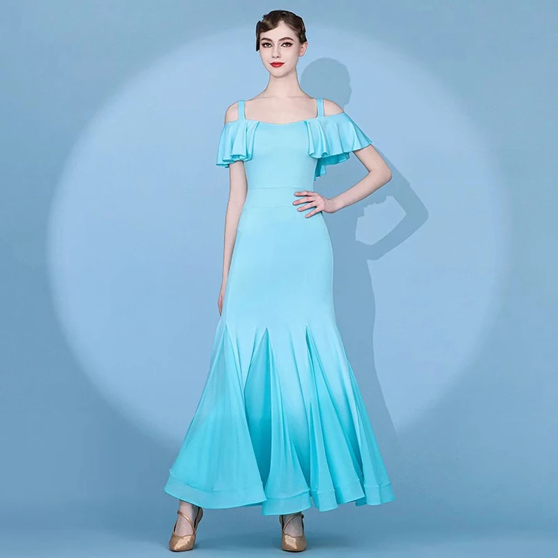 Women Modern Dance Dress  2024 New Elegant Ballroom Prictice Costumes Short Sleeves Tango Waltz Performance Clothes Stage Wear