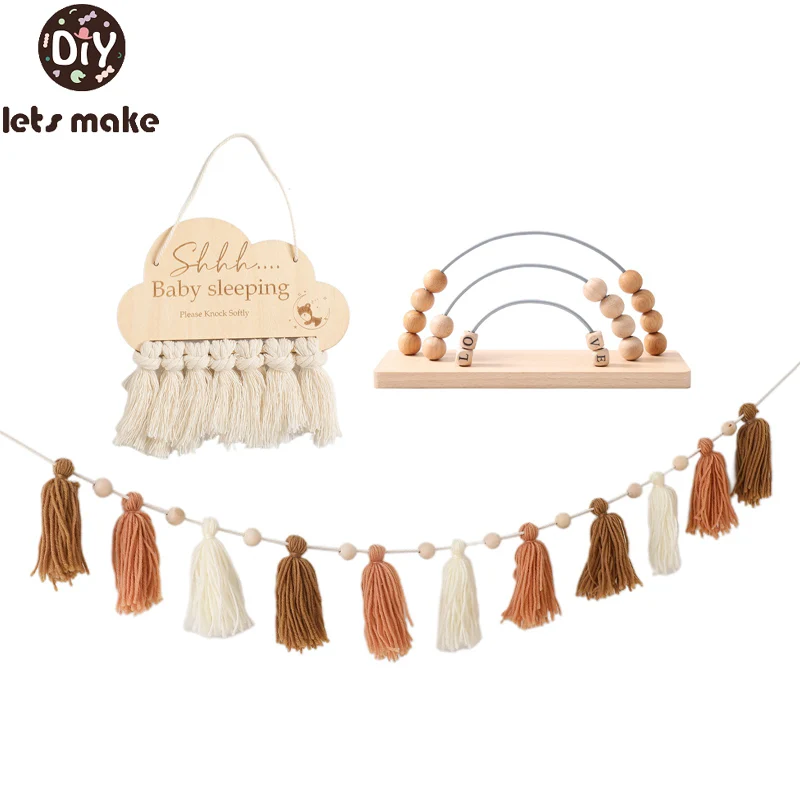 

Baby Tassel Milestone Sleeping Board Set Banner Handmade Tassel Pendant Infant Shower Toy Birthday Party Decoration Supplies