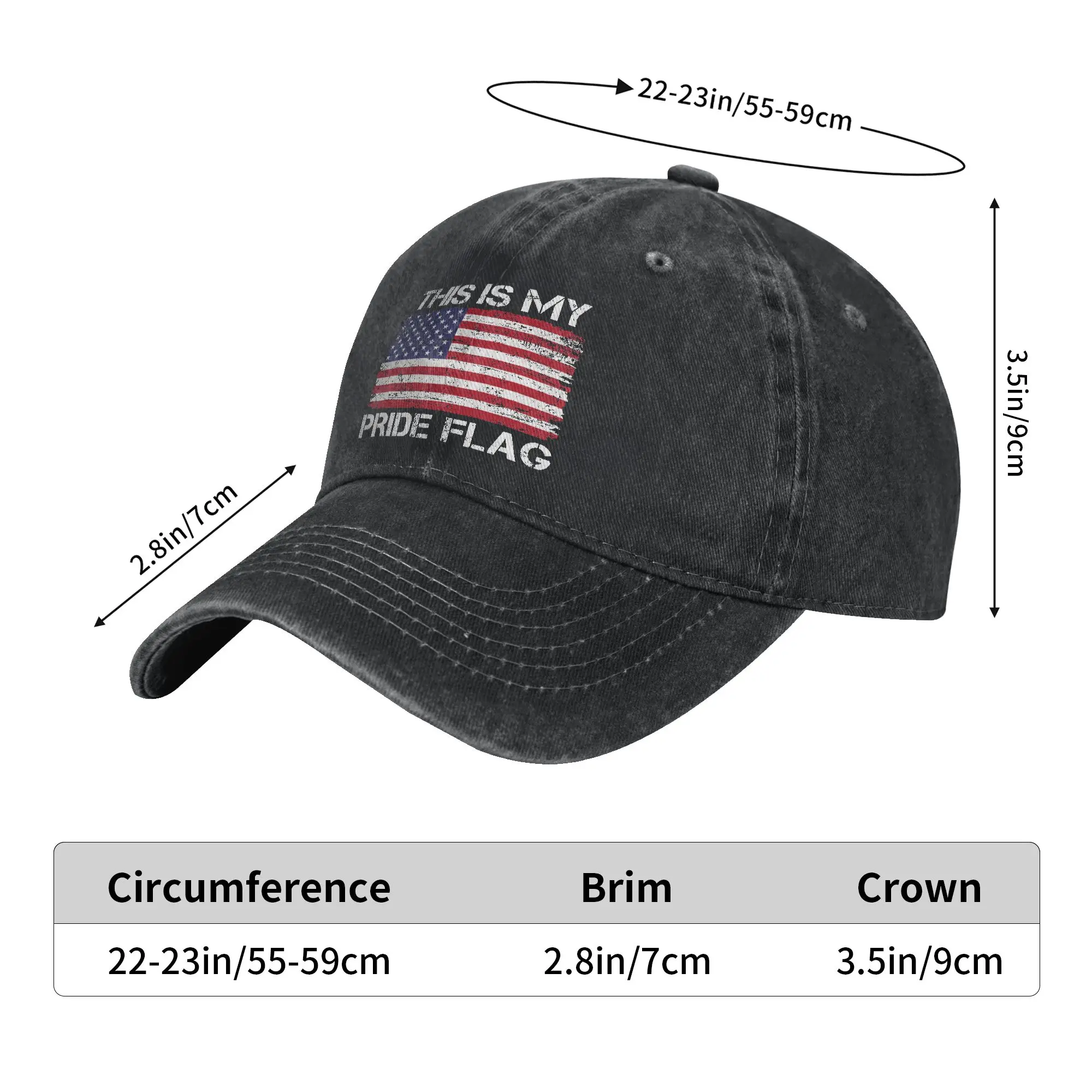 This is My Pride Flag USA American 4th of July Patriotic Sun Baseball Cap  Vintage Men Adult Washed Trucker Hat Wholesale Print
