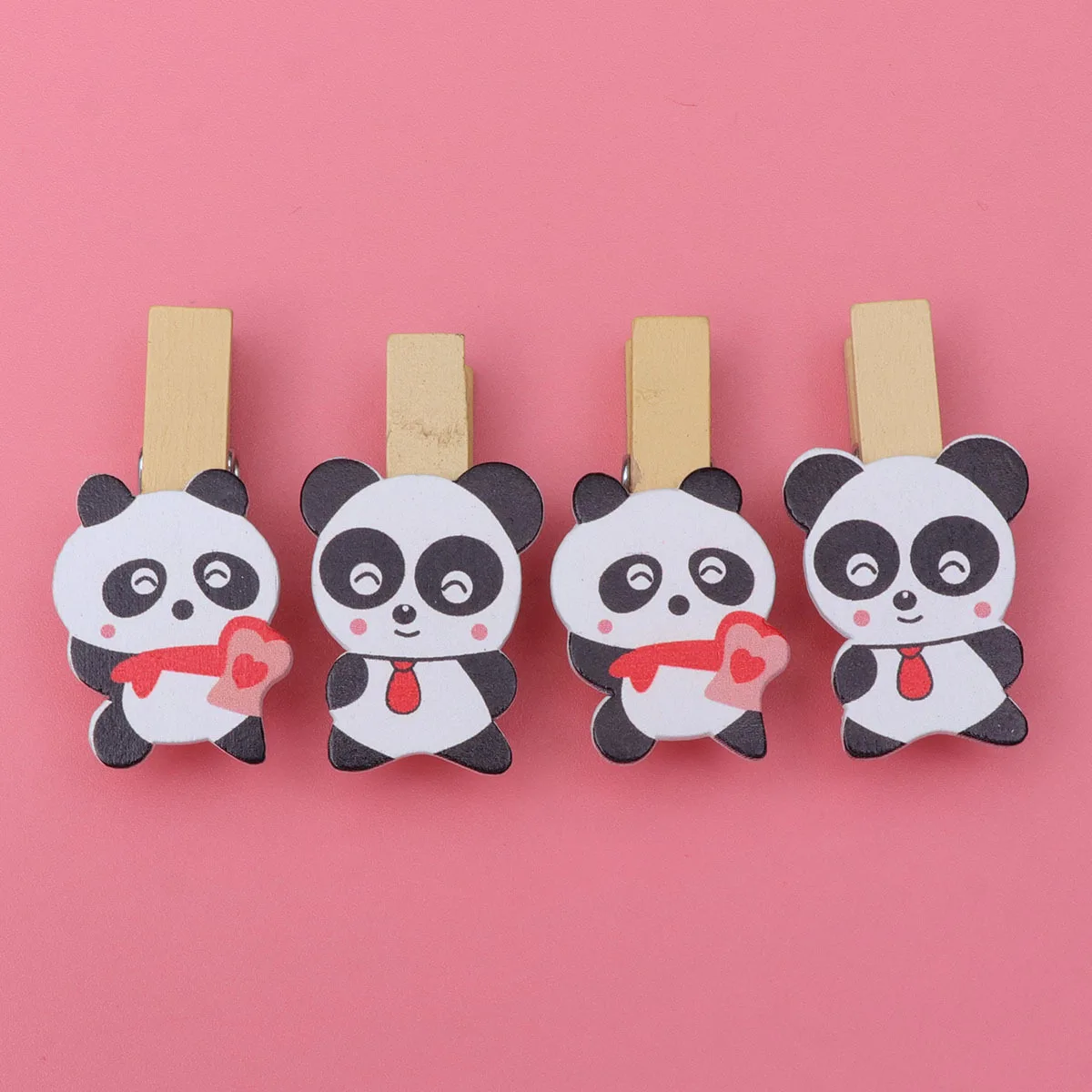 8Pcs Photo Clips Wooden Multifunctional Hanging Decor for Home Office Craft Projects Birthday Party Display Cartoon Panda Design