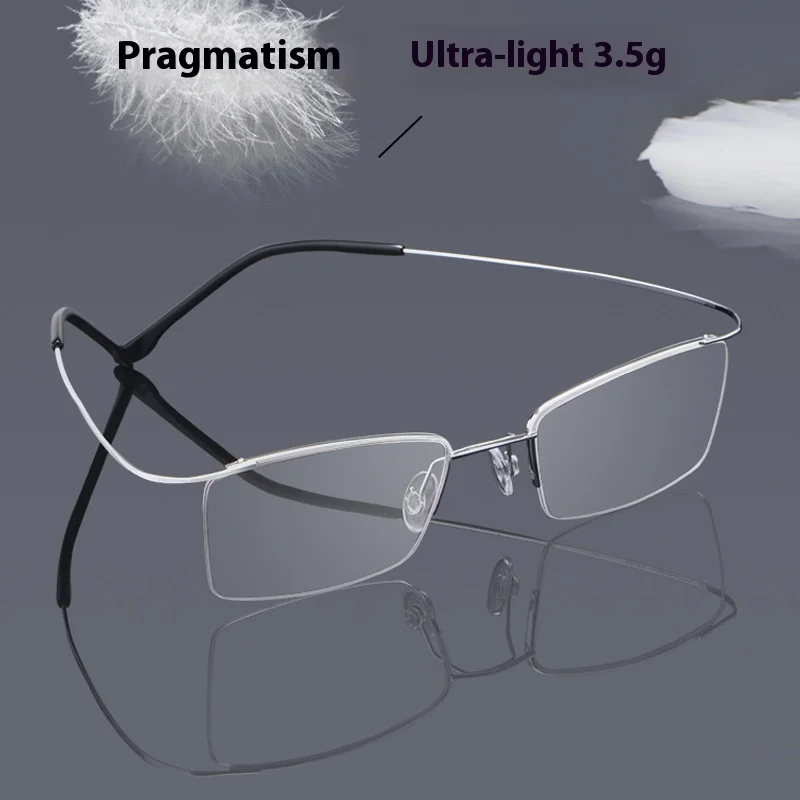 إطار نظارات لقصر النظر شبه حواف من التيتانيوم النقي خفيف للغاية إطار سلكي من التيتانيوم B للرجال إطار بصري بلانو وصفة طبية