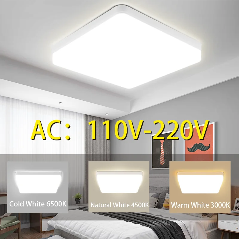 Square LED Ceiling Light 110V 220V Modern Ceiling Lamp  30W 40W 50W Ultra Thin Panel Lighting For Family Room Bedroom Toilet Kit