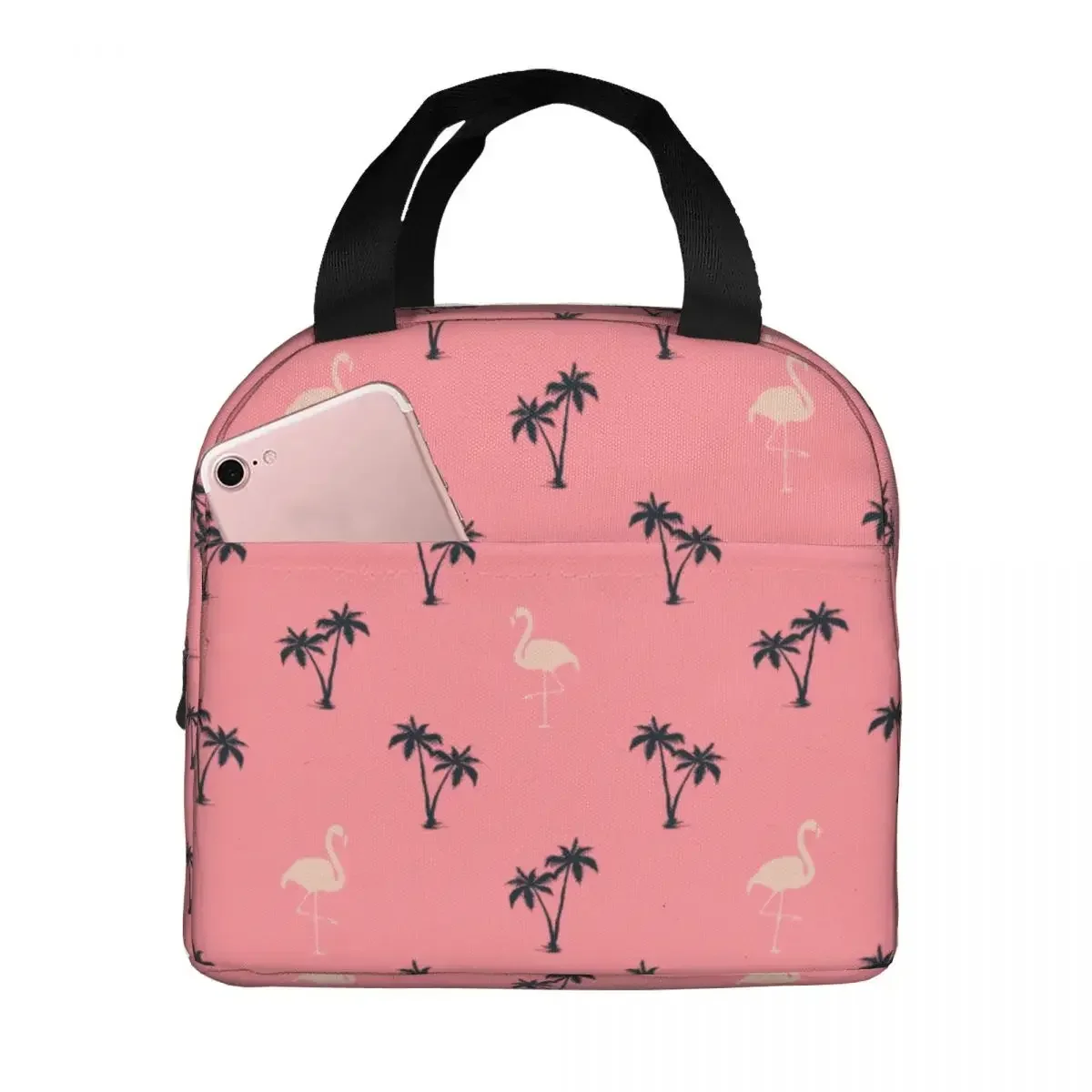 Lunch Bag for Women Kids Flamingo Pattern Insulated Cooler Waterproof School Polyester Lunch Box Food Storage Bags