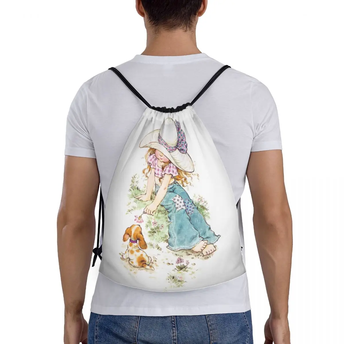 Mochila personalizada com cordão para mulheres e homens, bolsa de viagem com design anime, para ser feita pelo artista