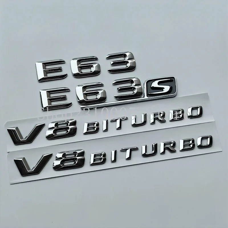 2015 Sharp Chrome Letters Number Trunk Rear Badge Emblem for E W212 E200 E220 E250 E350 CDI 4MATIC E63s V8 Biturbo