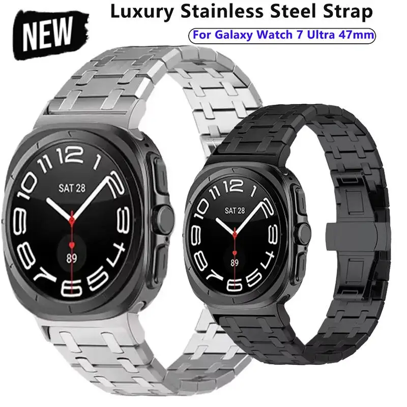 

Роскошный ремешок из нержавеющей стали для Samsung Galaxy Watch Ultra 47 мм, сменный браслет, браслет для часов Galaxy Watch 7 Ultra