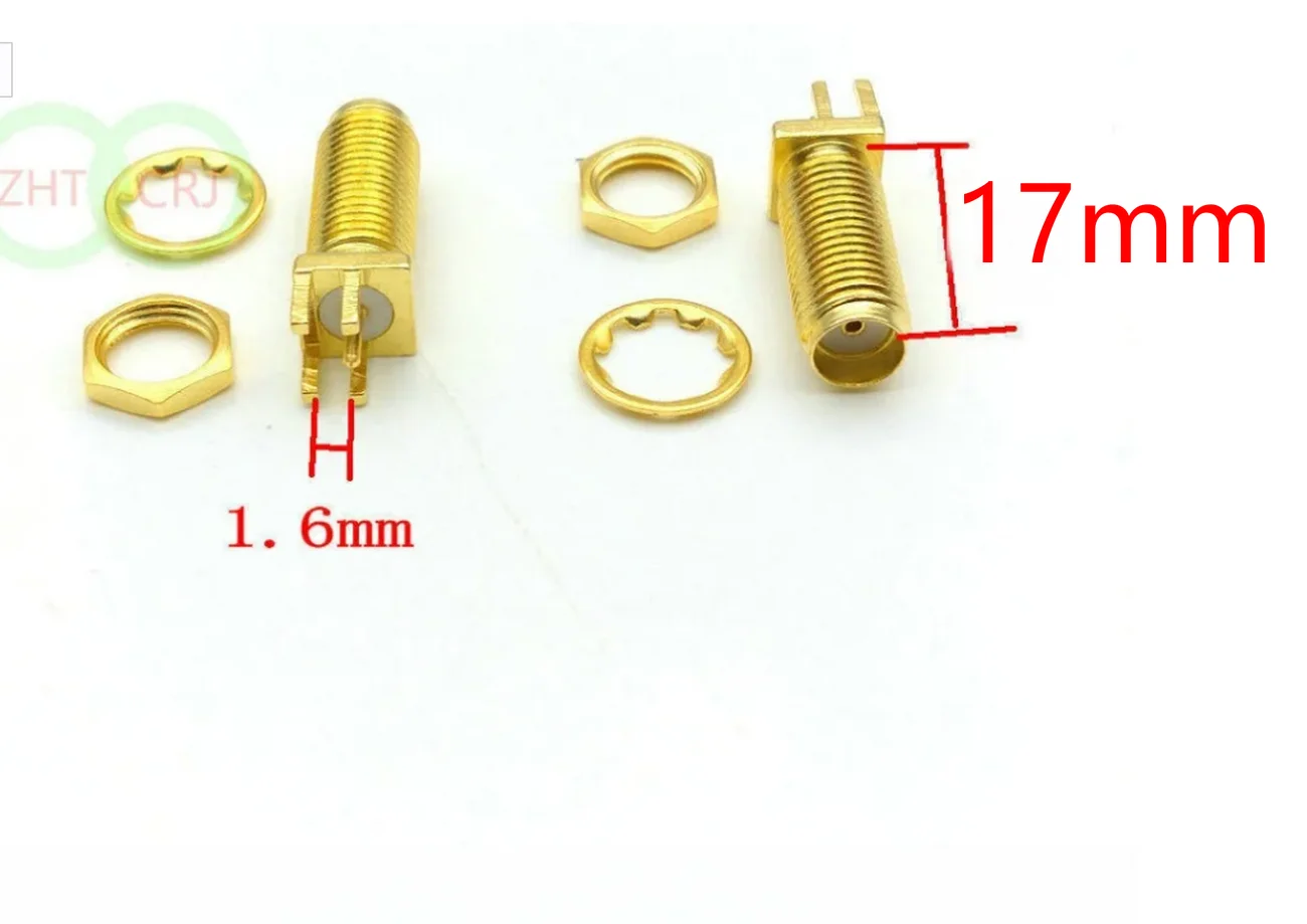 

100pcs connector SMA female nut bulkhead solder deck PCB clip edge mount RF connector 17mm