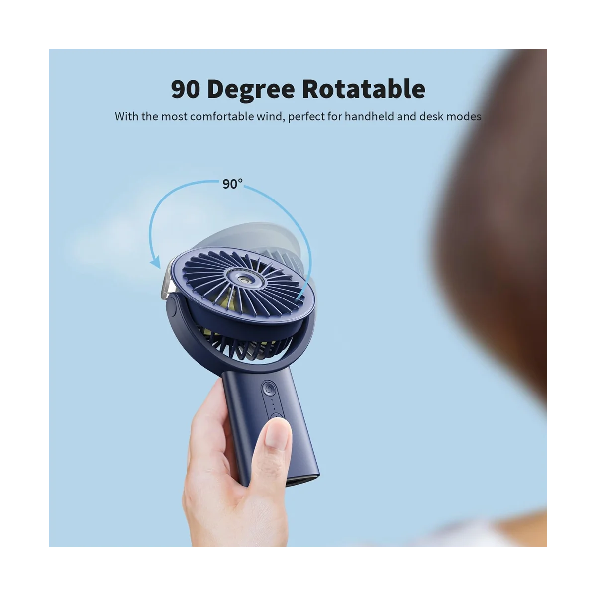 Misting Fan Portable Handheld Fan, 4000MAh Hand Mist Fan 90°Adjustable Small Mister Fan for Travel Home Outdoor Beach,C