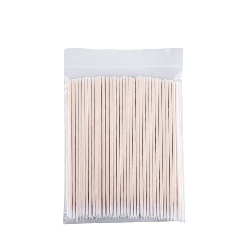 100PCS Wooden Eyebrow Swab Eyelash Extension Tool Eyelash Cleaning Wooden Sticks Cosmetic Cotton Brush Buds Tip Cosmetic Tools