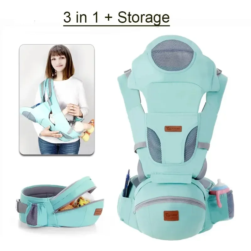 3 IN 1 Baby Carrier กระเป๋าเป้สะพายหลัง Hipseat สําหรับทารกแรกเกิด 0-36M ERGONOMIC สายรัดสลิงขนาดใหญ่ 4 Seasons ที่ถอดออกได้ backboard