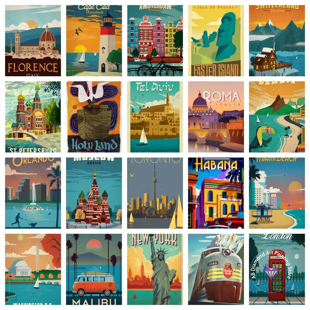 

Unique New York City AB Diamond Painting Kit Square Round Diamond 5D DIY Cross Embroidery Handmade Art Exquisite Gift Home Decor