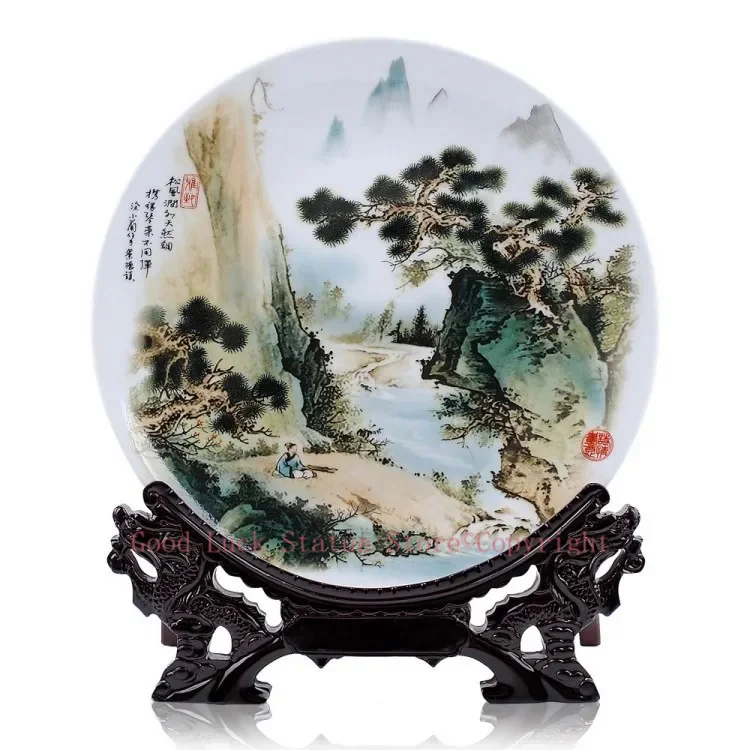 TOP GOOD business present - vintage handicraft landscape art porcelain plate Decor art limited edition Decoration