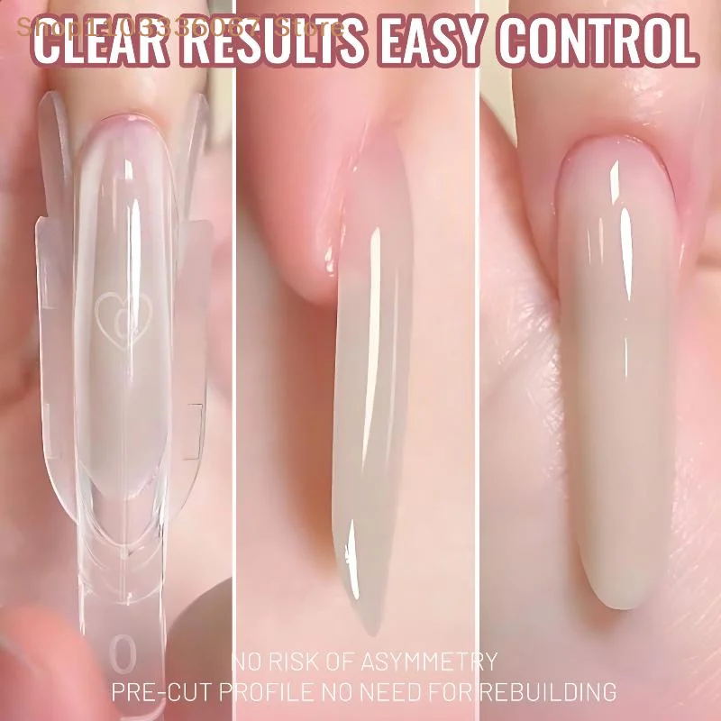 【HLS】Sandwich Dual Nail Forms 30/60/120pcs Transparent Rocket Shape Full Cover Top Bottom Dual Use for Manicure DIY Home Salon