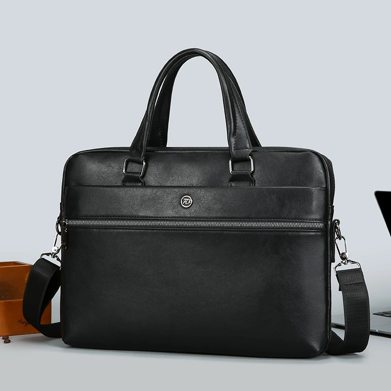 Maletín de Cuero PU Suave de Alta Calidad para Hombre, Bolso de Mano Casual de Gran Capacidad, Bolso para Portátil Masculino