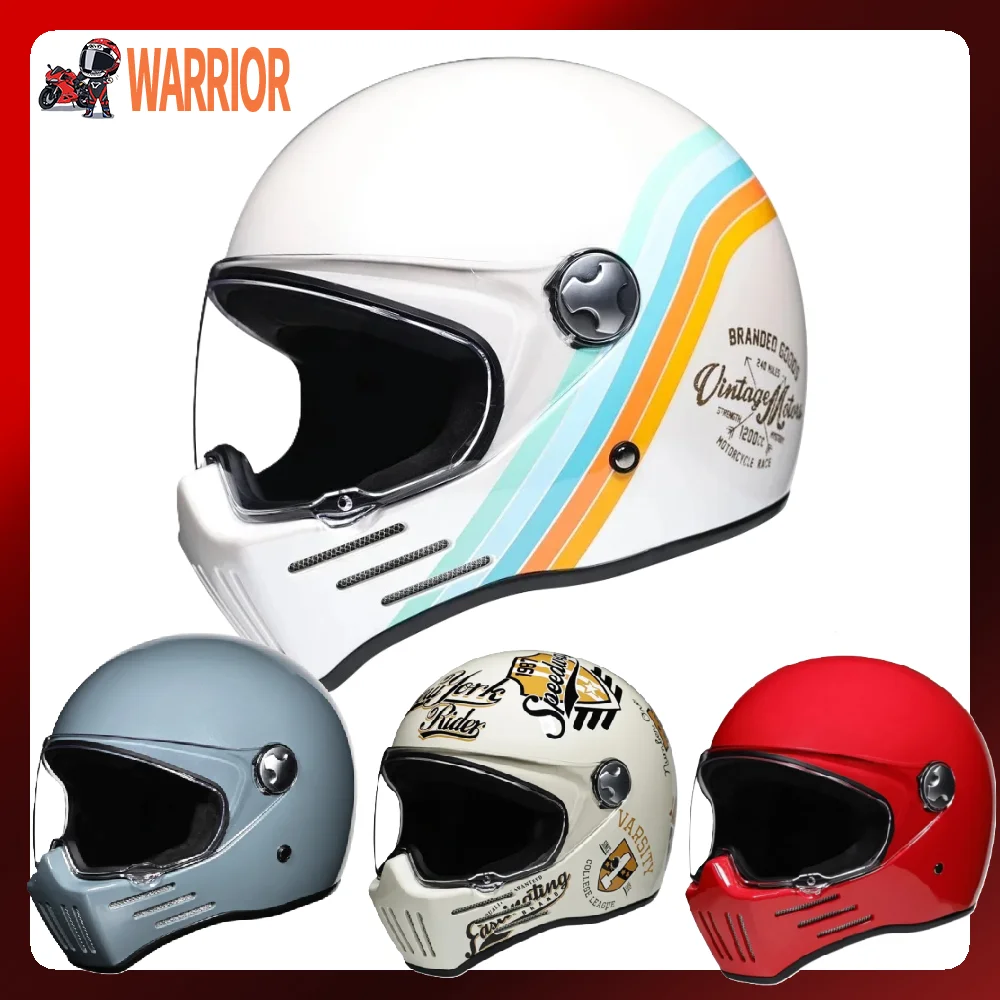 

Motorcycle Helmet ORZ-728 Retro Full Face Motorbike Motor ABS DOT Approved Safety Protection Light Cruiser Full Coverage Helmets