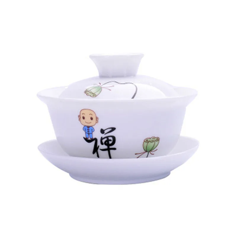 

Белый чай в китайском стиле Pocelain санкai Kungfu чай Tureen аксессуары для кухни чайная посуда питьевой инструмент креативный Chan Monk Gaiwan