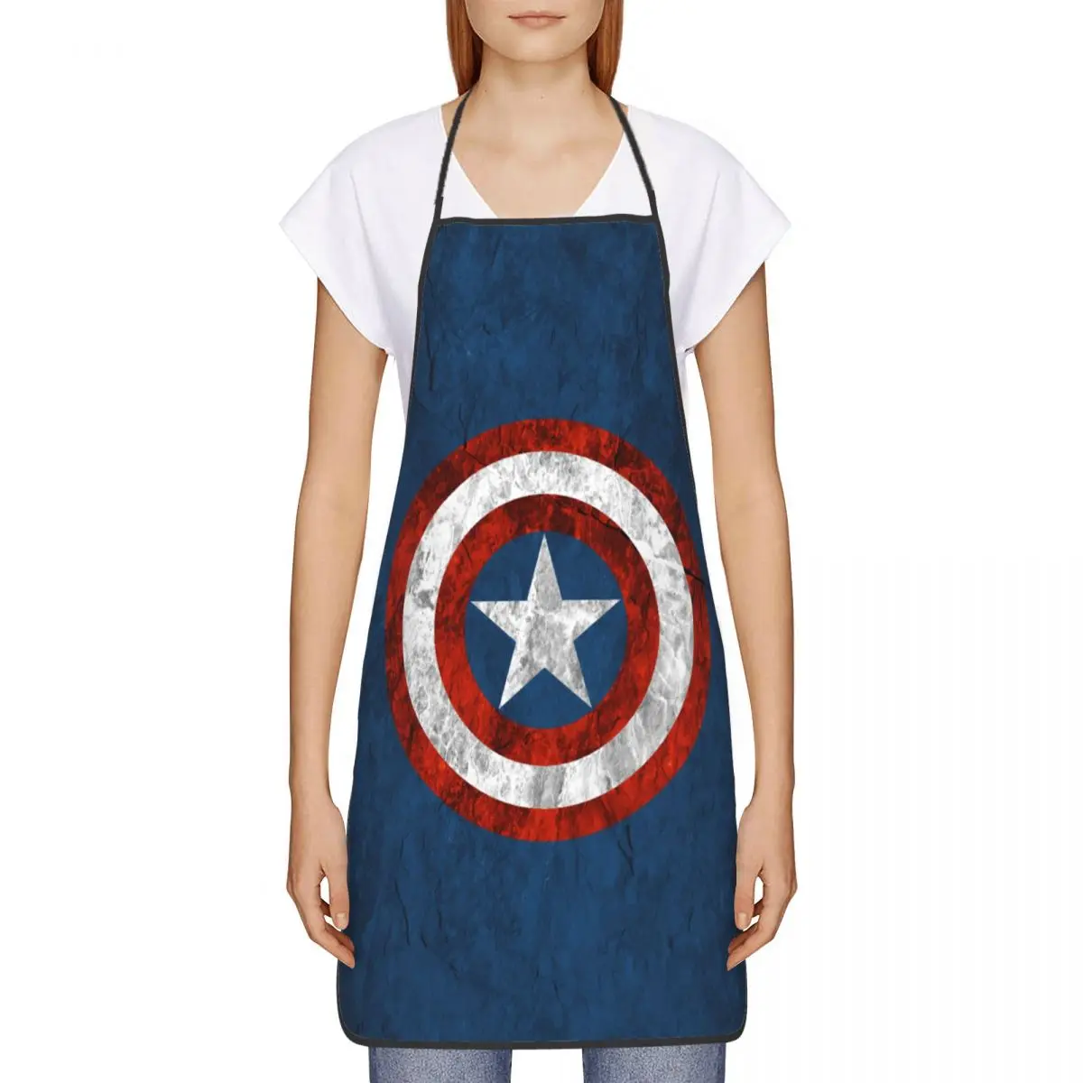 Custom Captain America Funny Apron for Men Women Adult Unisex Kitchen Chef Bib Tablier Cuisine Cooking Baking Painting