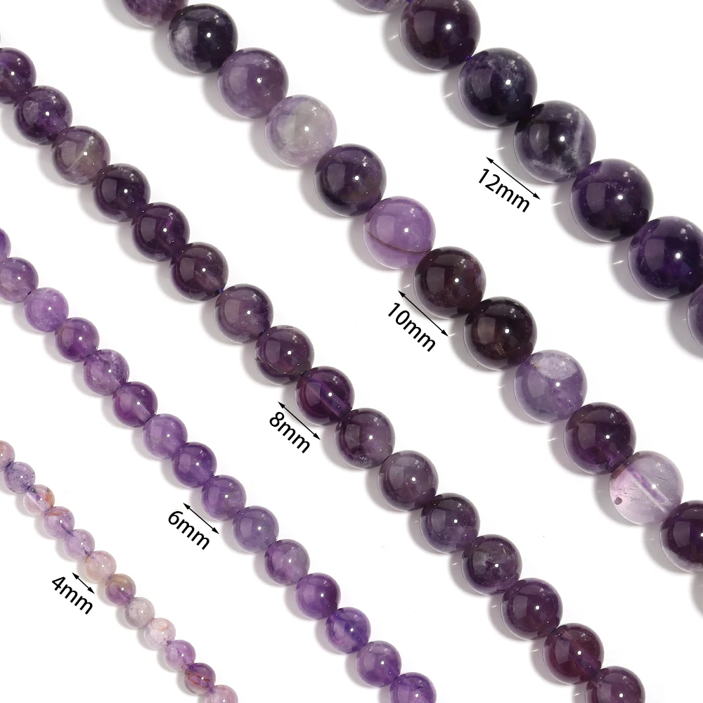 1 Strand Natural Amethyst Stone Beads 4/6/8/10/12mm Round Loose Spacer Bead For Jewelry Making DIY Bracelet Necklace Accessories