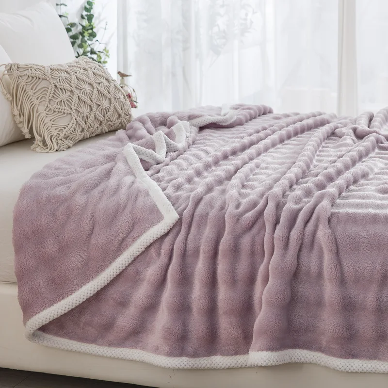 Soft Plush Blanket Warm Milk Velvet Solid Color Fluffy Sofa Bed Home Decoration Living Room Queen Full Throw Blankets