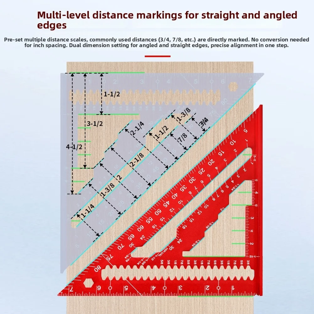7 Inch Aluminum Alloy Triangle Ruler 45 90 Degree Precision Woodworking Measuring Tool Layout Square Hardware Accessories