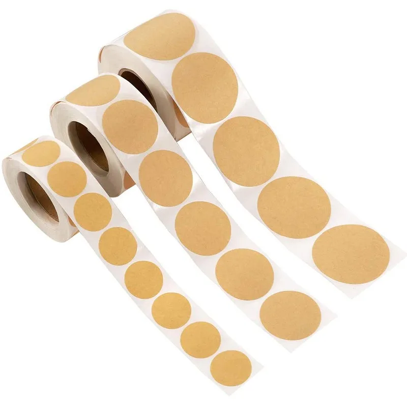 

500Pcs/Roll Kraft Paper Sticker 2.5cm/3.8cm/5cm Round Adhesive Label Handmade Baking Decorative Stickers Cosmetics Labels