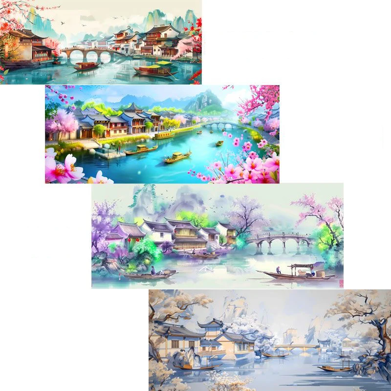 11CT 9CT Four Seasons Embroidery DIY Chinese Style Printed Kits Cross Stitch Thread Needlework Sets Home Decor Crafts