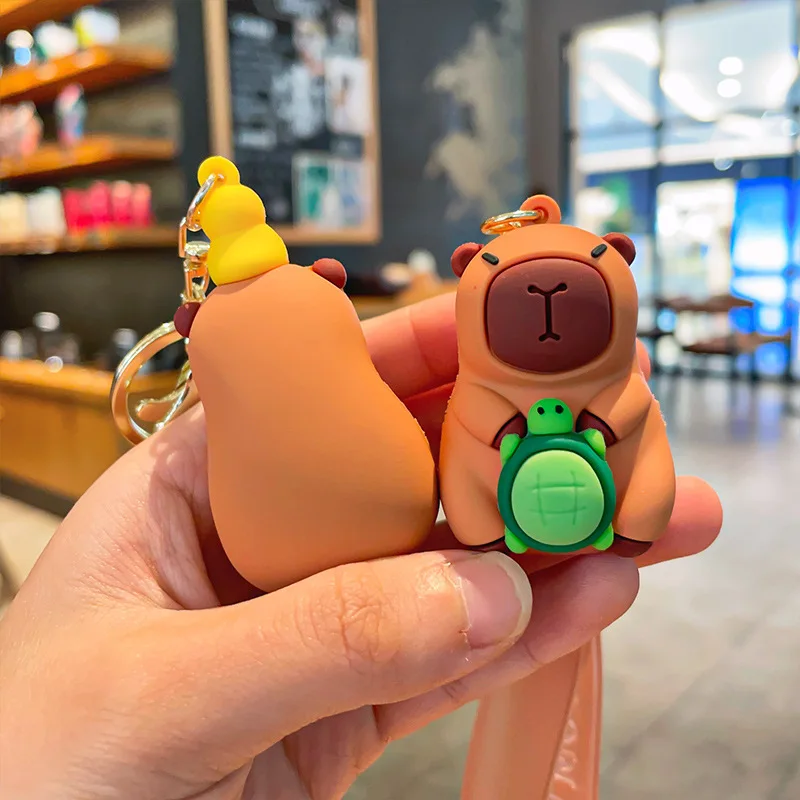 Cute Capybara Keychain Cartoon Funny Kapibara Figure Toys Pendants Keyrings For Men Women Backpack Chain Kids Birthday Gift