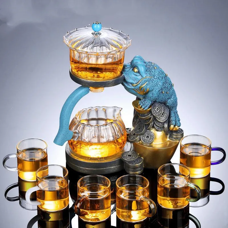 Automatic Tea Maker Tea Toad Shape Teapot Pu\'er Oolong Teapot And Cup Set Heat-resistant Glass Teapot Holder Base Chinese Teapot