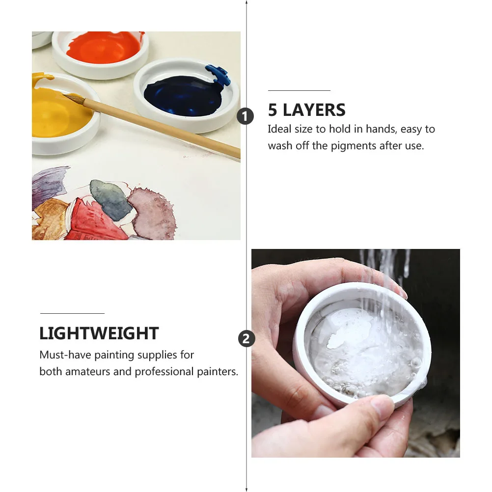

5 Layers Blue Porcelain Palette Paint Tray Portable Multilayer Lightweight Easy Clean Durable for Painters Art Students