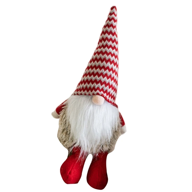 Handmade Scandinavian Tomtes Ornament Knitted Striped Hat Gnomes Plush Dolls