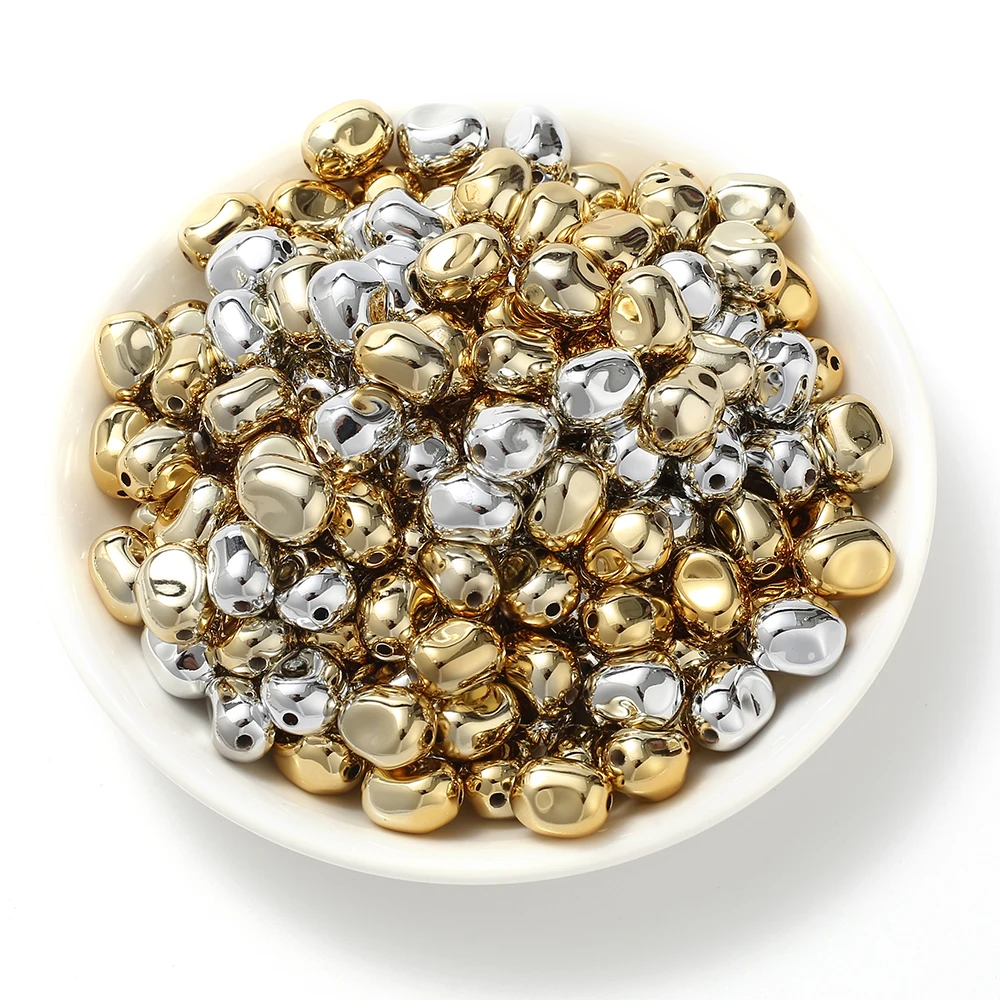 30Pcs 9x12mm Gold Silver Color Mini Oval Beads Plastic CCB Loose Bead For Jewelry Making DIY Earring Necklace Bracelet Accessory